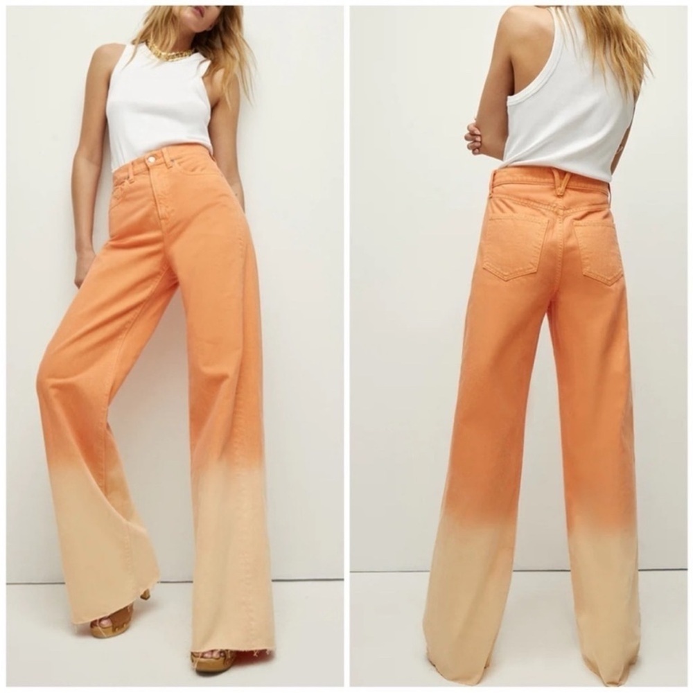 Veronica beard Orange Ombre Taylor  Wide-Leg Jeans - size 28